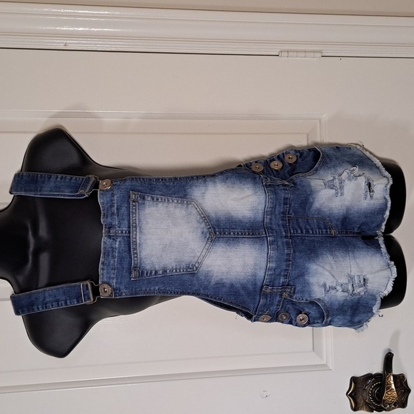 Dungaree Parisian Collection Shorts Bib Overalls Size 7 - Picture 1 of 8